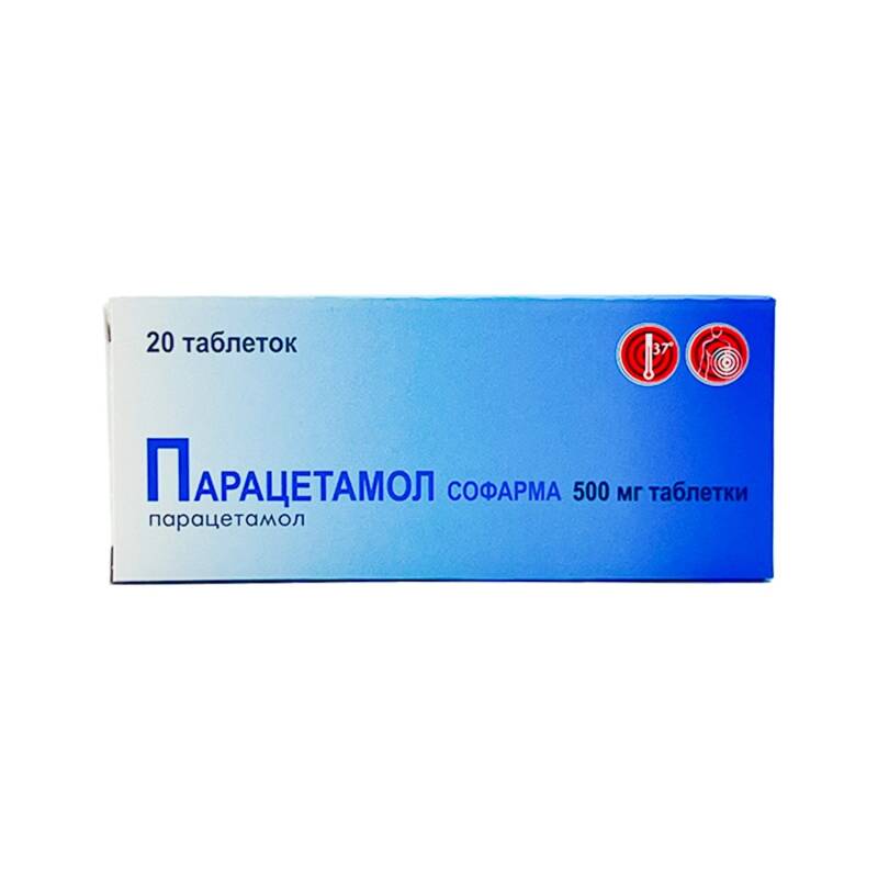 Parasetamol 500mg N20 tablet Sofarma — qızdırma düşürücü ağrı kəsici qrip soyuqdəymə